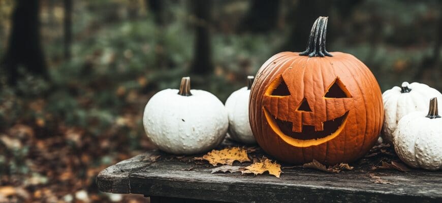 Atmospheric,Photo,Of,Halloween,Pumpkin,In,Autumn,Forest.,Pumpkin.,Halloween.